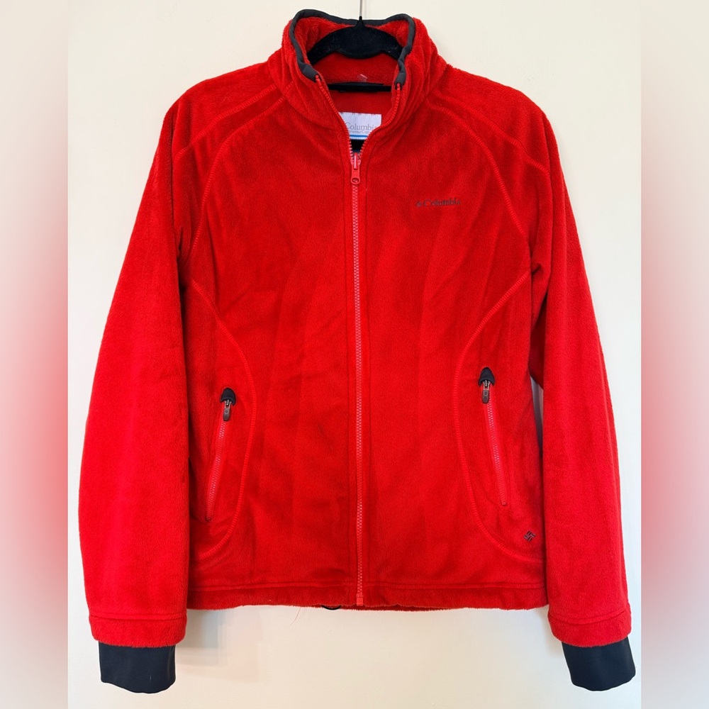 Columbia Interchange Red Full-Zip Fleece Jacket with Thumbholes
